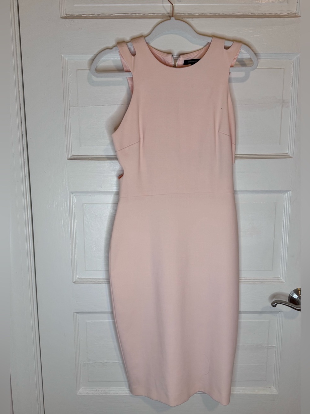 French Connection Blush Pink Midi Sheath Dress